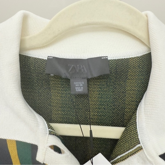 Zara Striped Green and Yellow Collared Sweater size S new with tags - Picture 5 of 5